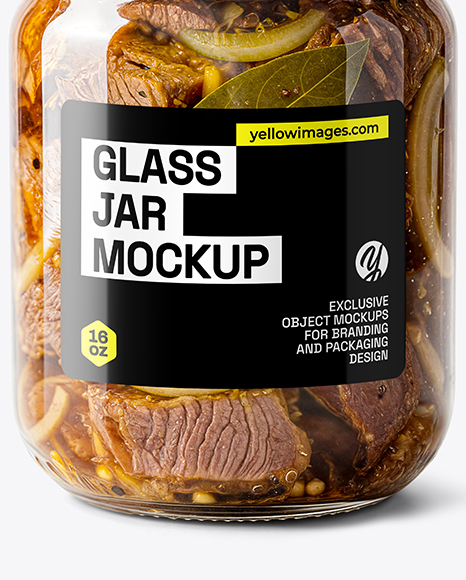 Clear Glass Jar with Canned Stewed Meat Mockup