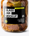 Clear Glass Jar with Canned Stewed Meat Mockup