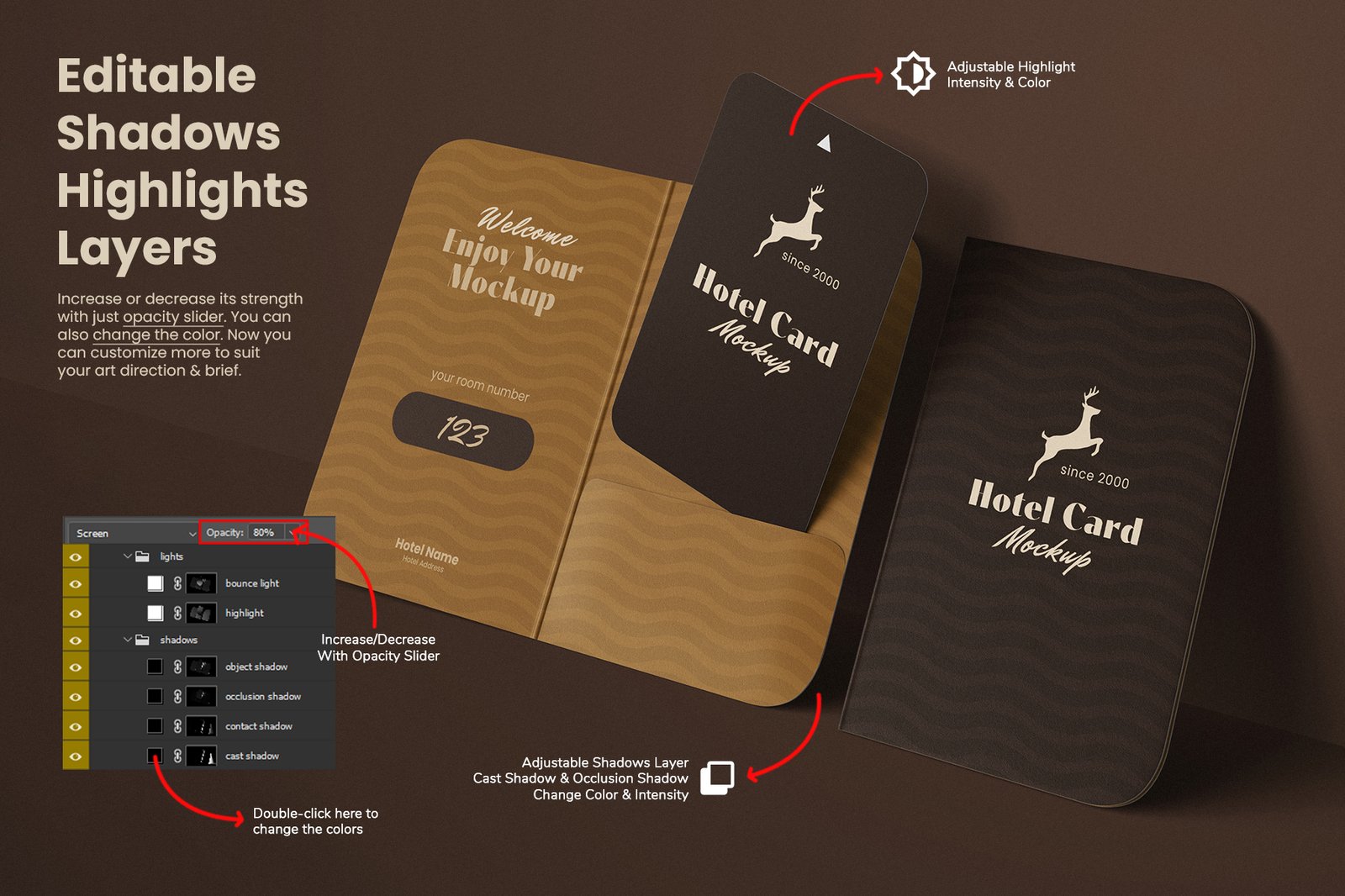 Hotel Room Key Card PSD Mockup Set