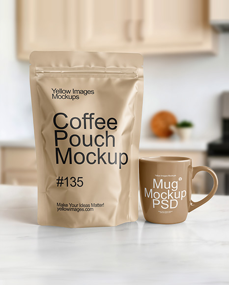 Stand-Up Pouch and Mug Mockup