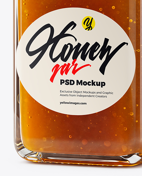 Square Clear Glass Jar with Manuka Honey Mockup