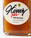 Square Clear Glass Jar with Manuka Honey Mockup
