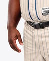 Black Man Wearing a Full Baseball Kit Mockup