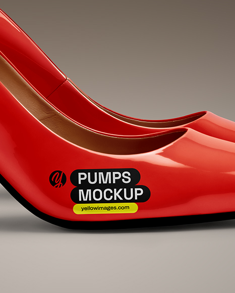 Pair of Block Heel Pumps Mockup