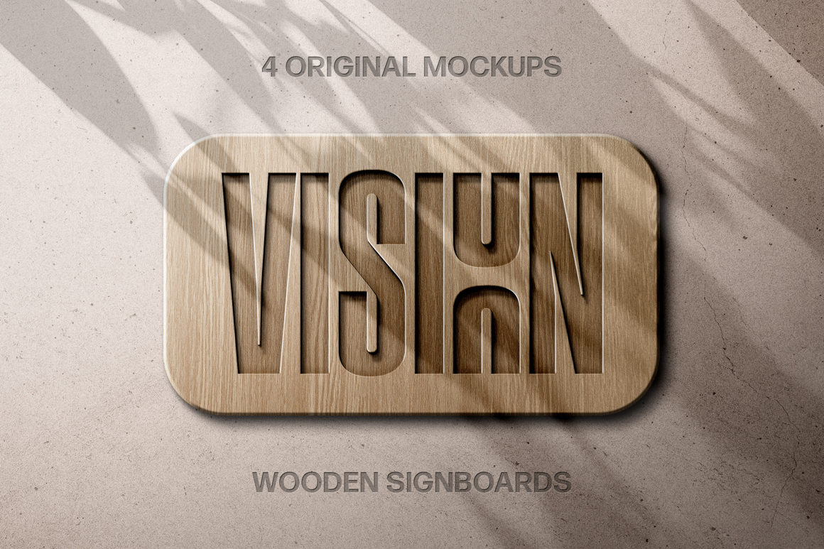 Wooden Sign Cut Out Mockups