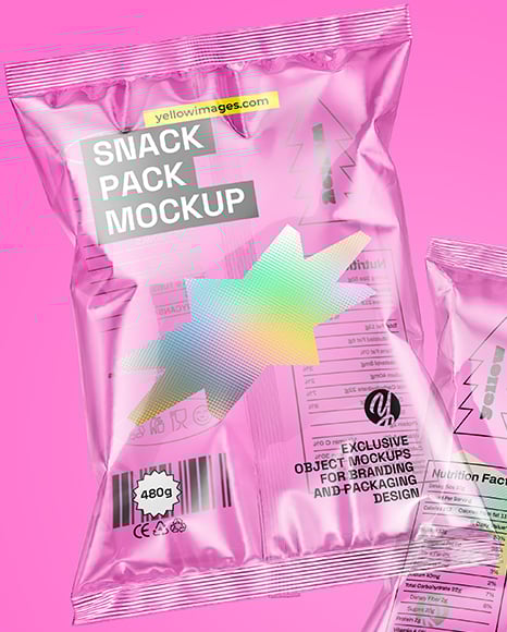 Empty Clear Plastic Snack Bags Mockup