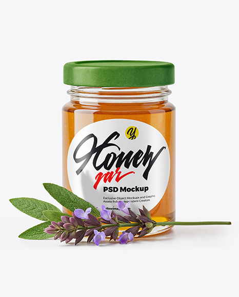 Glass Jar with Sage Honey Mockup - Realistic mockups
