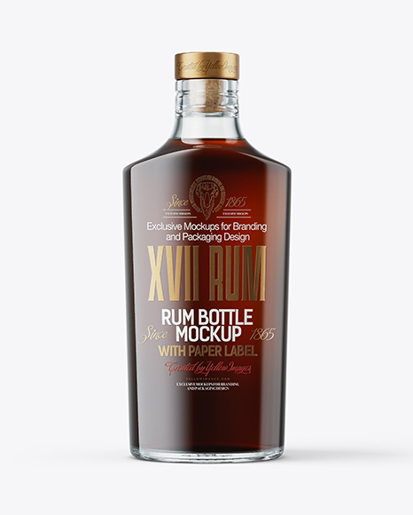 Black Rum Glass Bottle with Wooden Cap Mockup