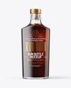Black Rum Glass Bottle with Wooden Cap Mockup