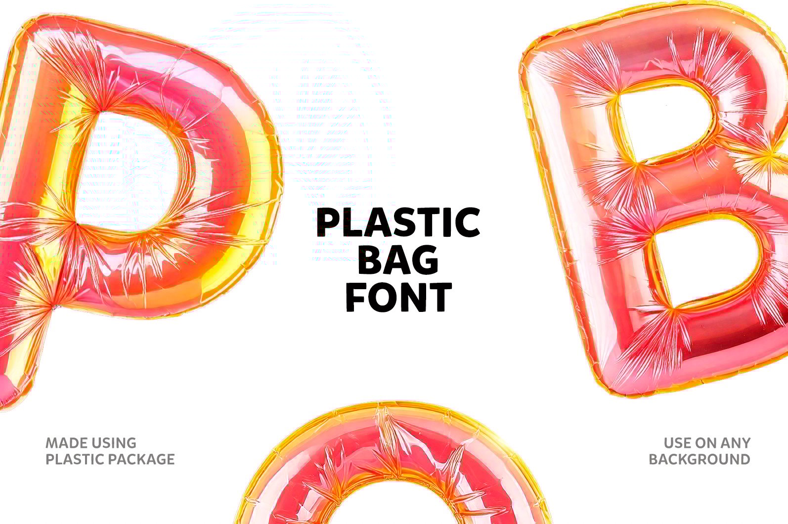 Plastic Bag Font: Geometric 3D Alphabet PNG