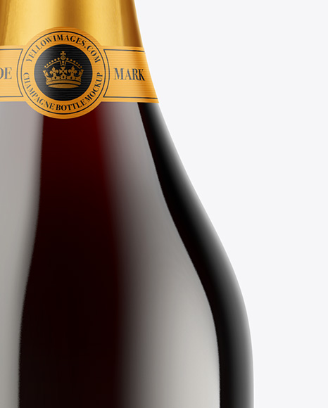 Green Glass Red Champagne Bottle Mockup