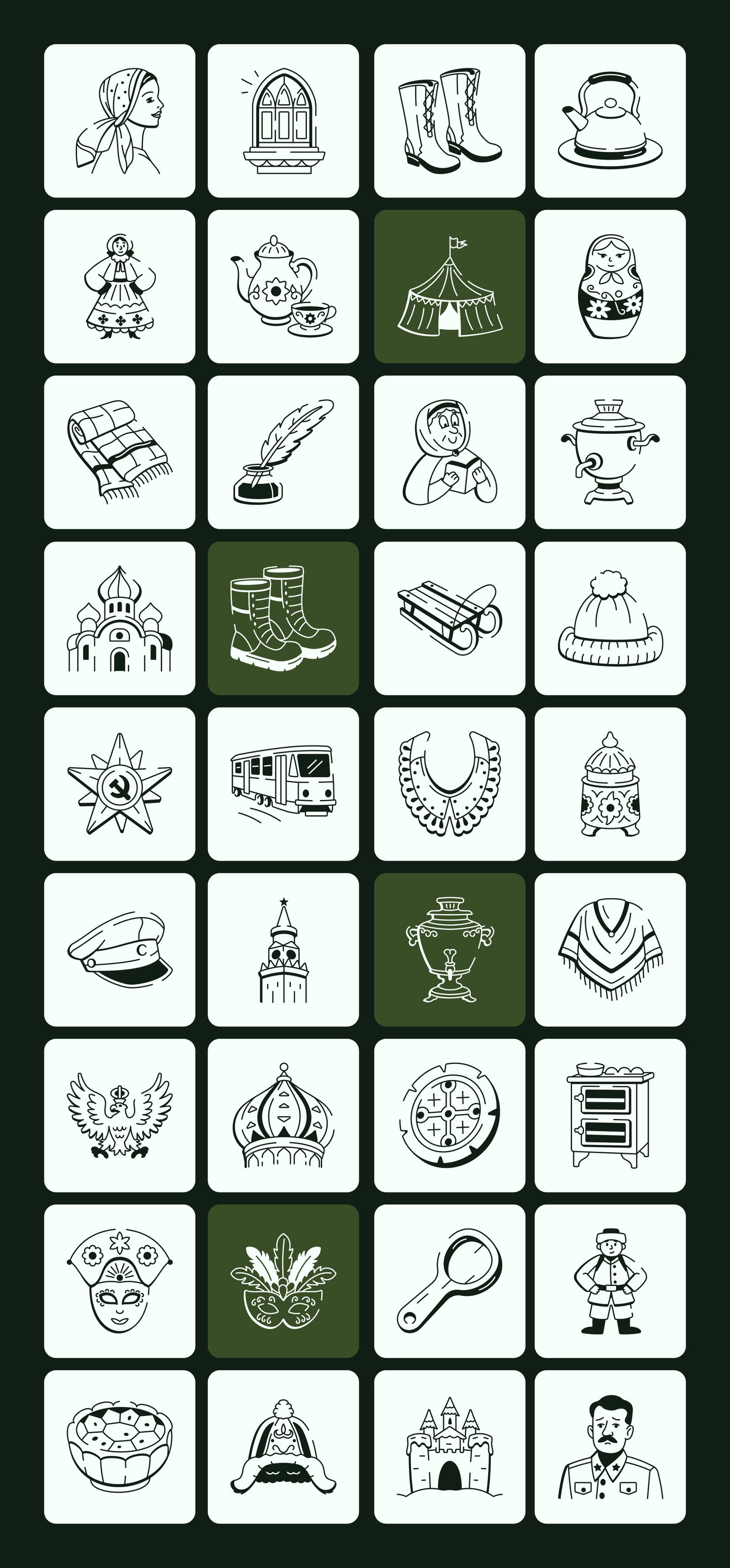 Russian Doodle Icon Set