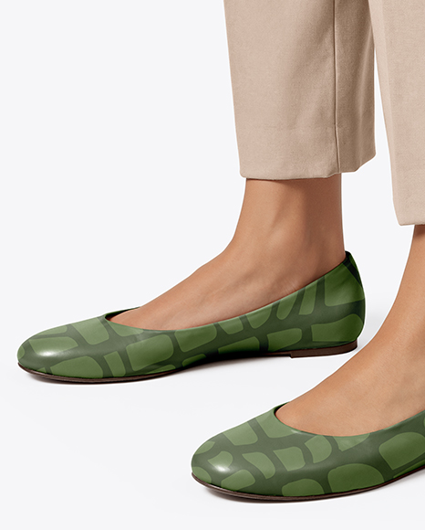 Leather Ballet Flats on Woman's Legs Mockup