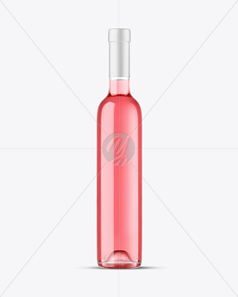 Clear Glass Pink Wine Bottle Mockup