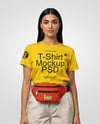 Woman Wearing T-Shirt with Fanny Pack Mockup