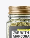 Square Glass Jar with Marjoram Spice Mockup