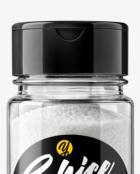 Clear Glass Jar with Fine Salt Mockup