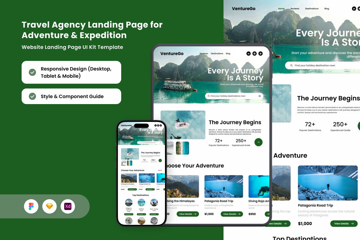 VentureGo - Ultimate Travel Landing Page for Adventure