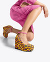 Woman Wearing Dress and Wedge Heels Mockup