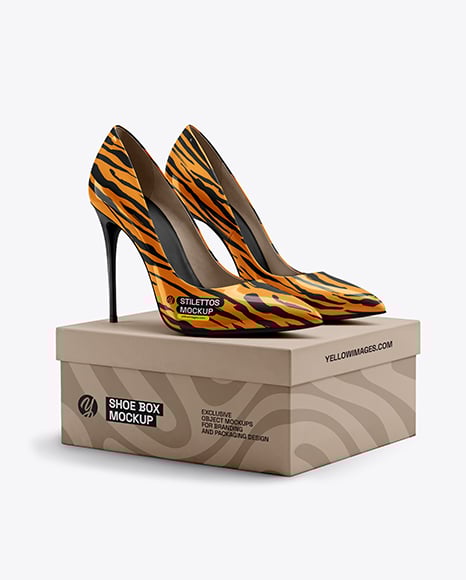 Glossy Stilettos on Shoe Box Mockup - Shoe+Box+Mockup+2018+|+Free+Mockup