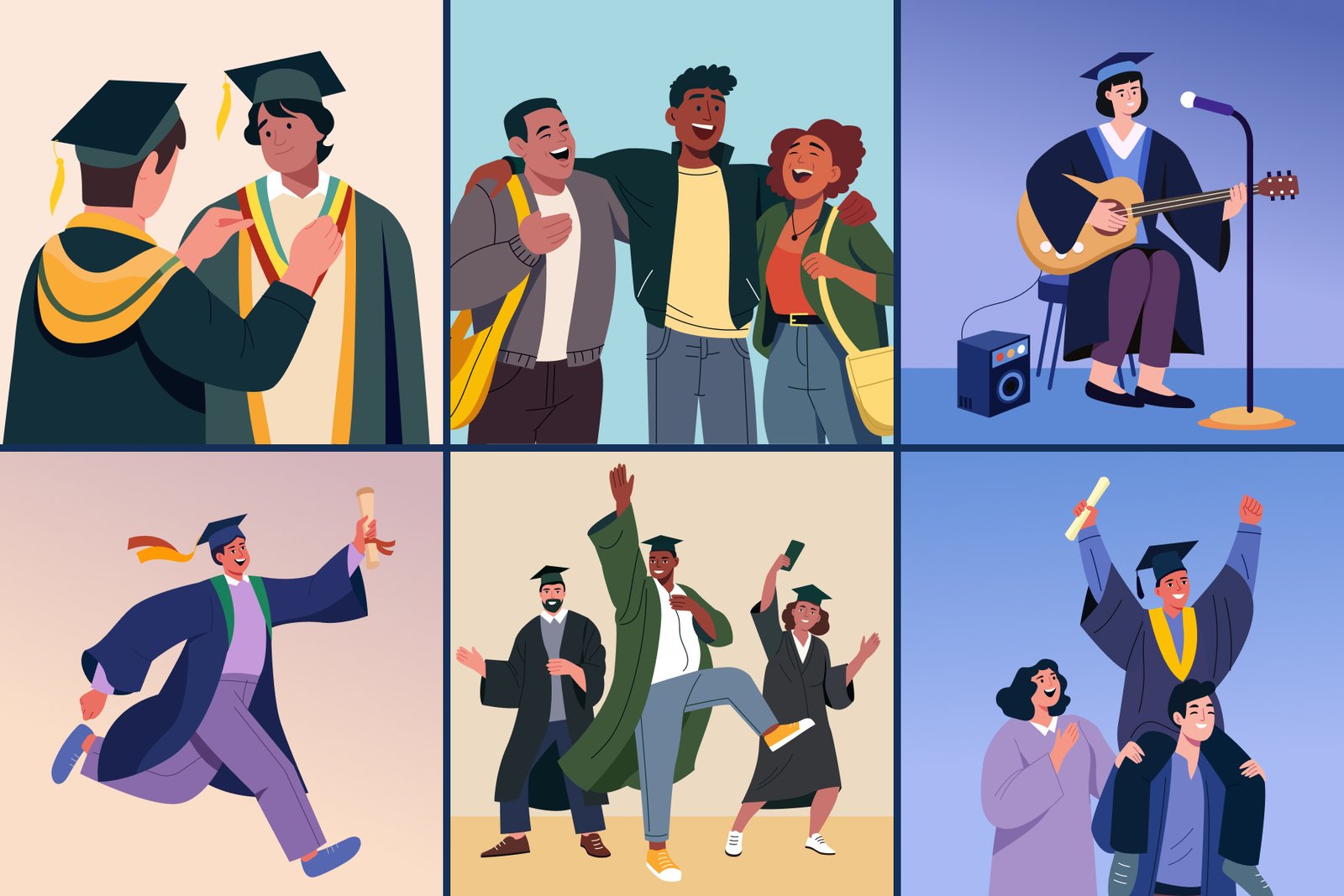 Graduation Illustration Art Set