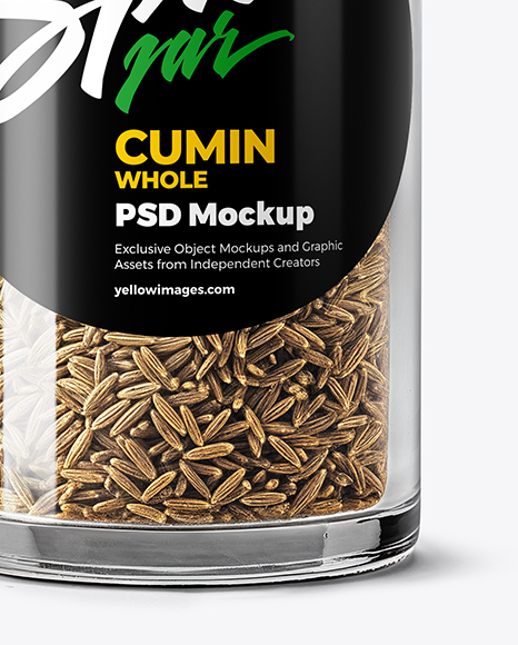 Glass Spice Jar with Whole Cumin Mockup