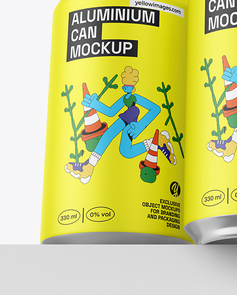 Three Matte Cans Mockup