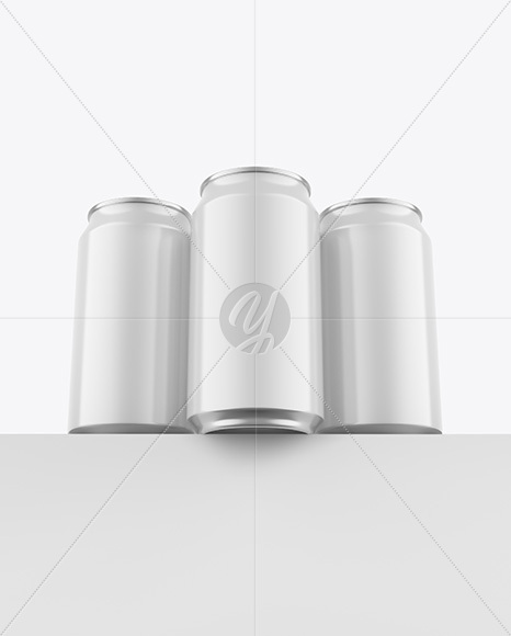 Three Glossy Cans Mockup