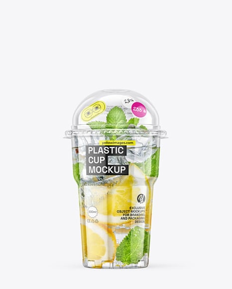 Clear Plastic Cup with Lemonade Mockup