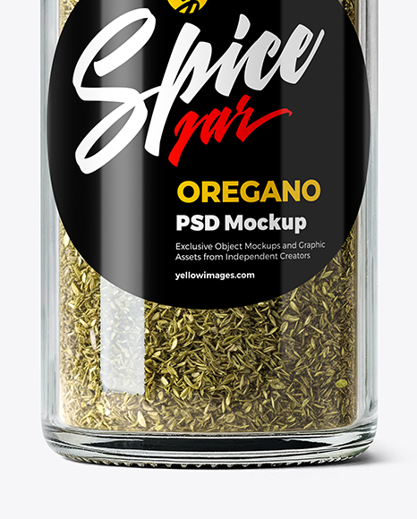 Glass Spice Jar with Oregano Mockup
