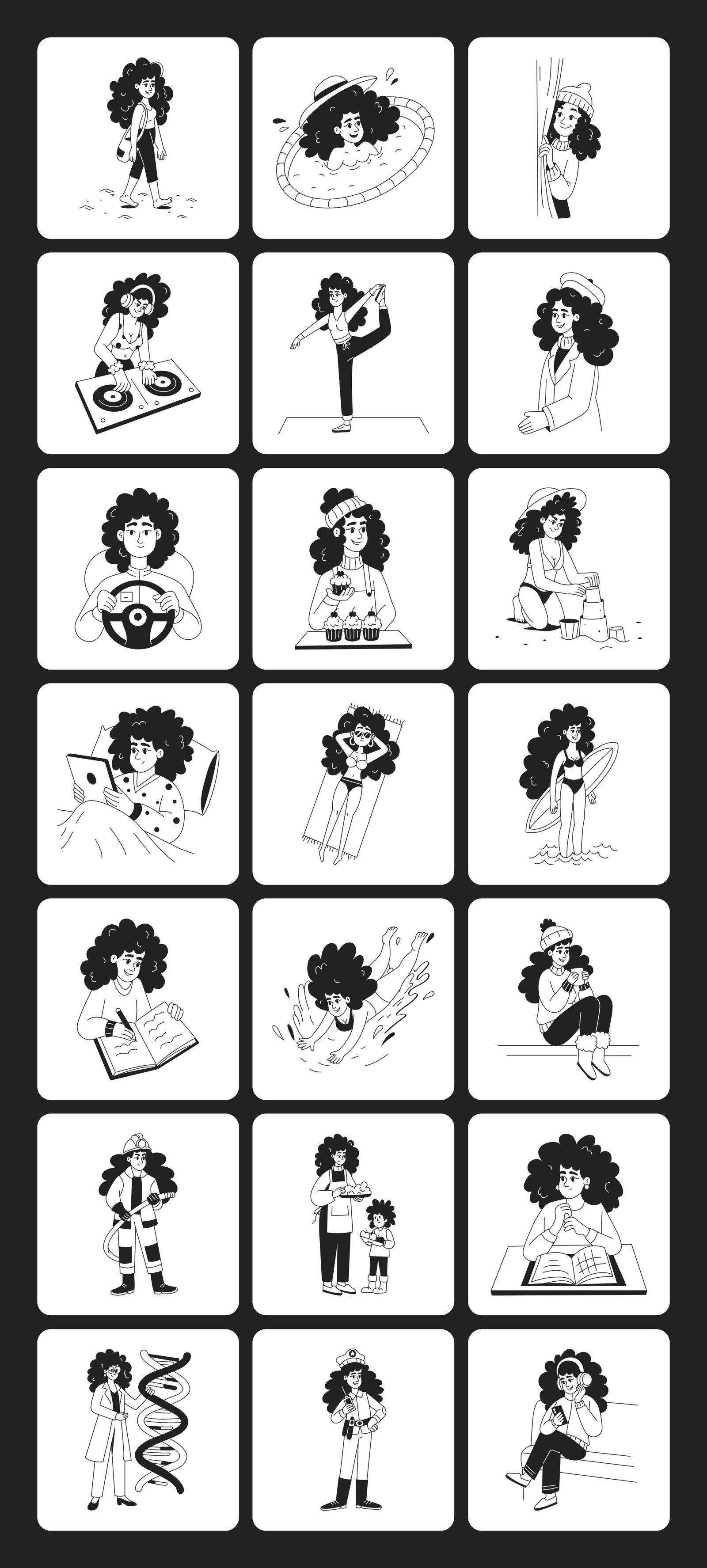 Girl Illustration Art Set