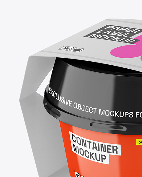 Glossy Plastic Container With Label Mockup