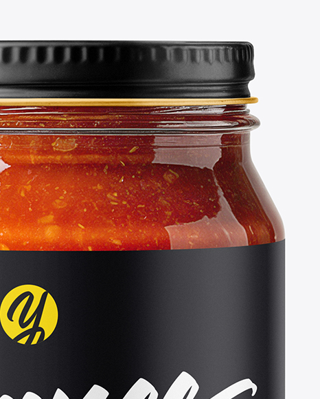 Glass Jar with Pizza Sauce Mockup