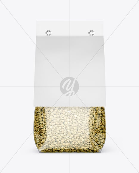 Transparent Package with Green Buckwheat Mockup
