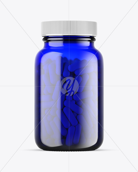 Blue Glass Pills Jar Mockup