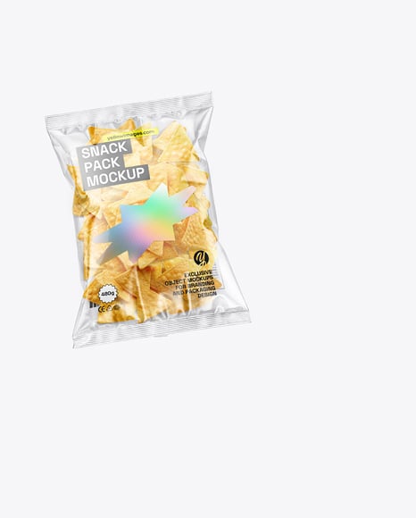 Clear Plastic Snack Bags with Corn Chips Mockup