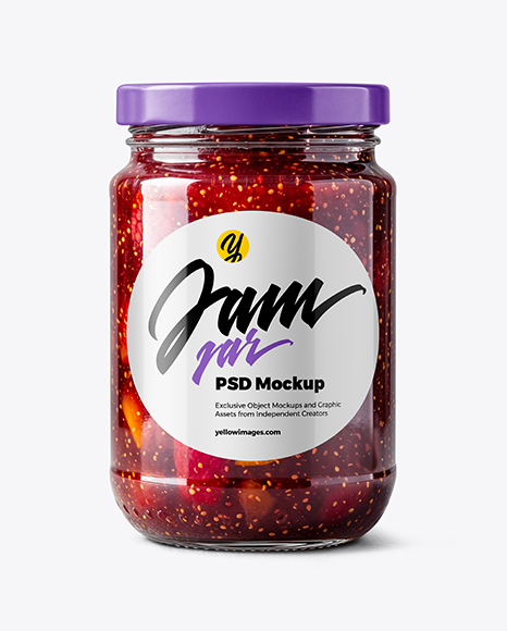 Clear Glass Jar with Mixed Fruits Jam Mockup - Jam jar mockup