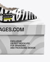 Pair of Glossy Slingbacks on Shoe Box Mockup
