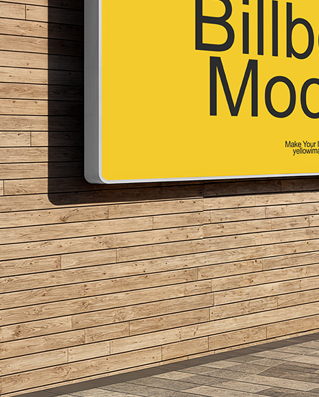 Outdoor Billboard on Wooden Wall Mockup