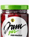 Glass Jar with Cherry Jam Mockup