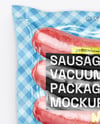 Glossy Plastic Flow-Pack with Sausages Mockup