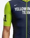Man Wearing Cycling Jersey and Bib Shorts Mockup