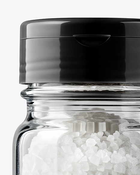 Glass Jar with Coarse Sea Salt Mockup