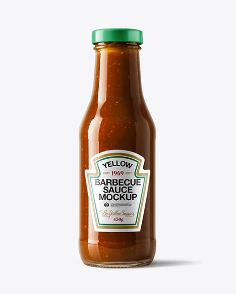 Glass Bottle with BBQ Sauce Mockup - Glass bottle mockup