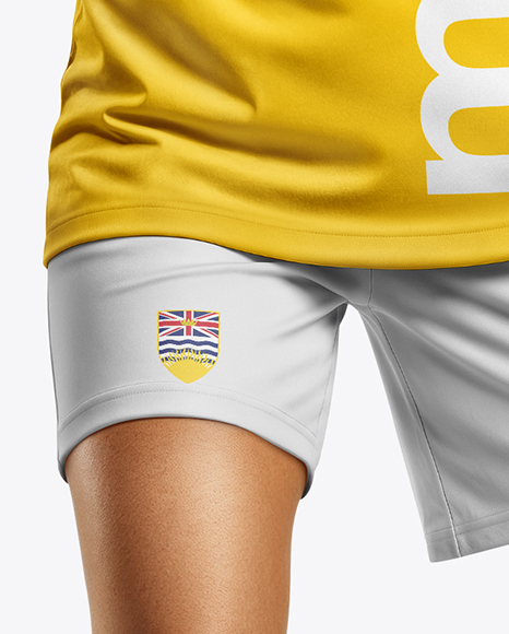 Woman Wearing Soccer Jersey and Shorts Mockup
