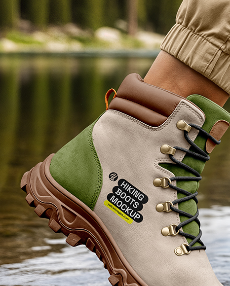 Hiking Boots on Woman's Legs Mockup