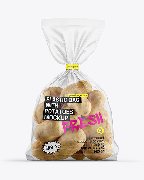 Plastic Bag With Potatoes Mockup - Potato mockup