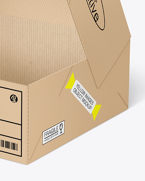 Opened Corrugated Cake Box Mockup