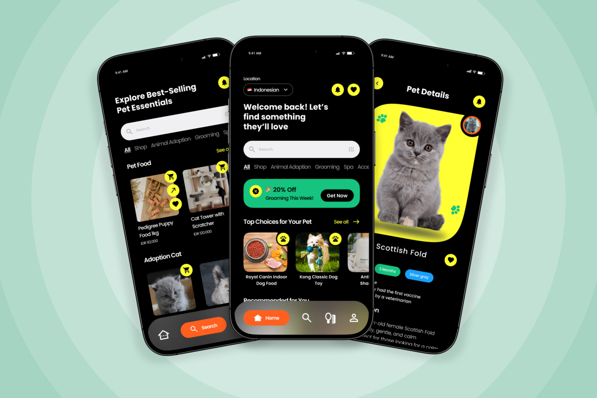 Petzie – Pet Care App Design Template