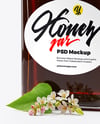 Square Glass Jar with Buckwheat Honey Mockup